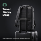 STRYDE travel trolley strap sliding onto a suitcase handle