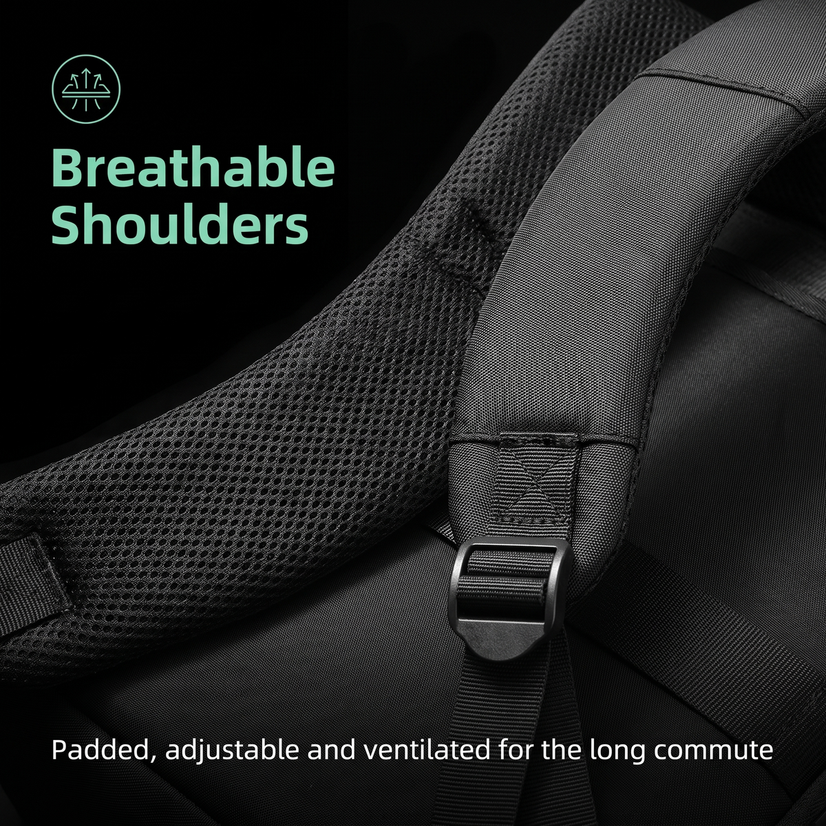 STRYDE Voyager padded ventilated shoulder straps close up