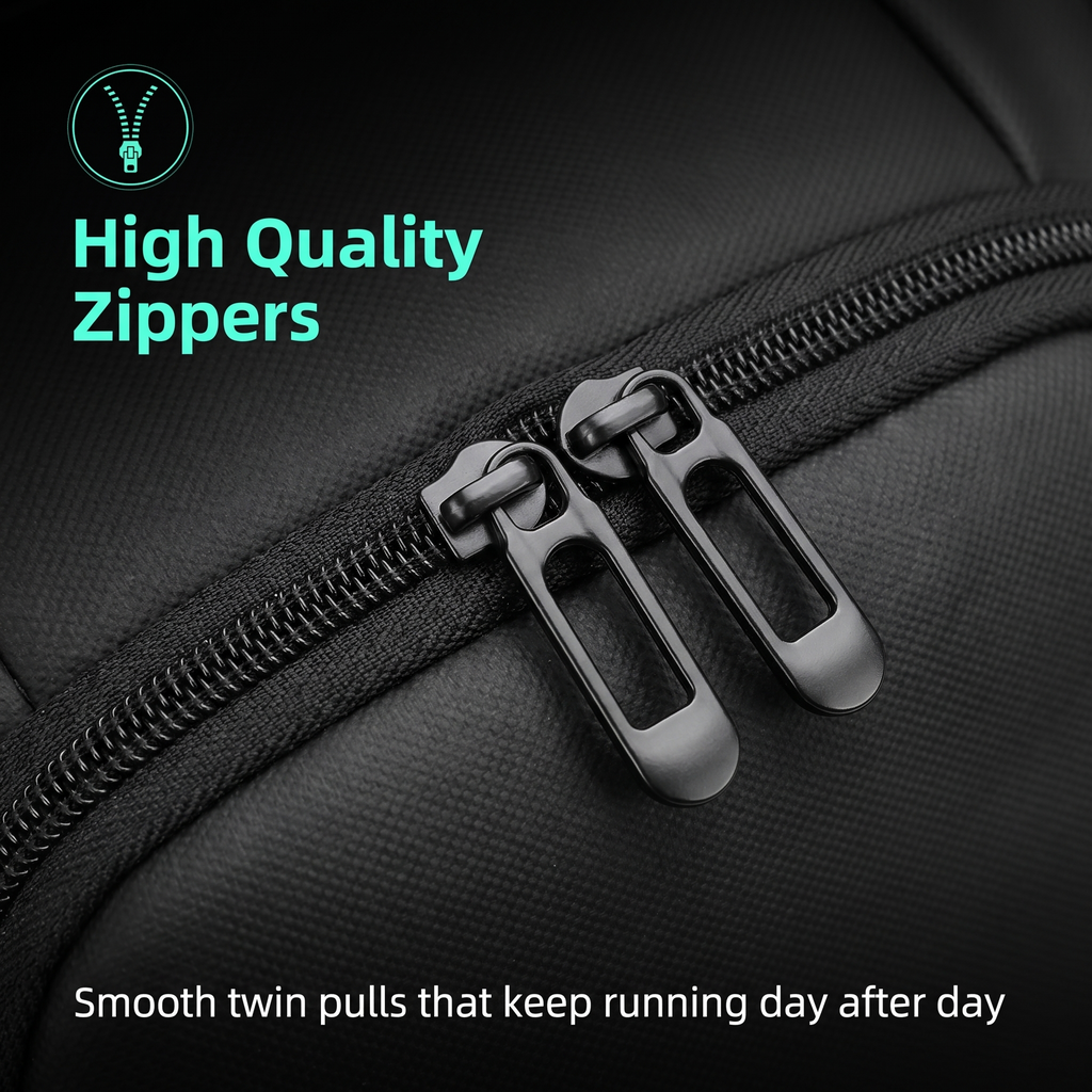 STRYDE Voyager twin metal zip pulls close up